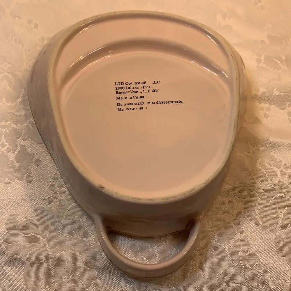 LTD Chip Dip Serving Dish Pink Brown Heart Embossed Microwave Dishwasher Freezer